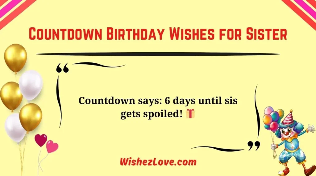 Countdown Birthday Wishes for Sister