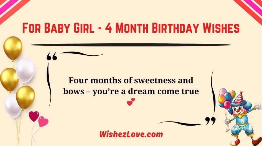 For Baby Girl - 4 Month Birthday Wishes