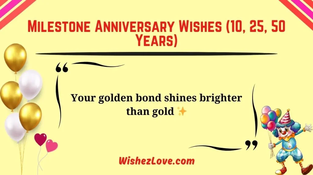 Milestone Anniversary Wishes (10, 25, 50 Years)