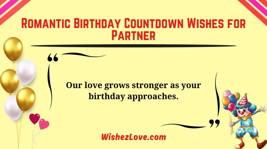 Romantic Birthday Countdown Wishes for Partner