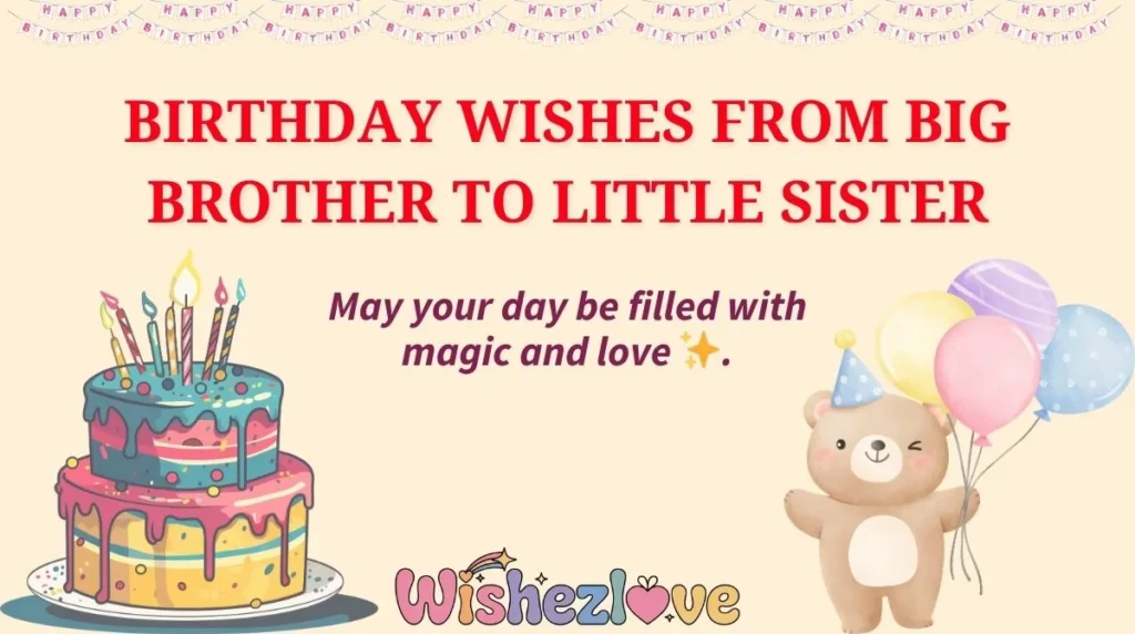 Birthday Wishes from Big Brother to Little Sister